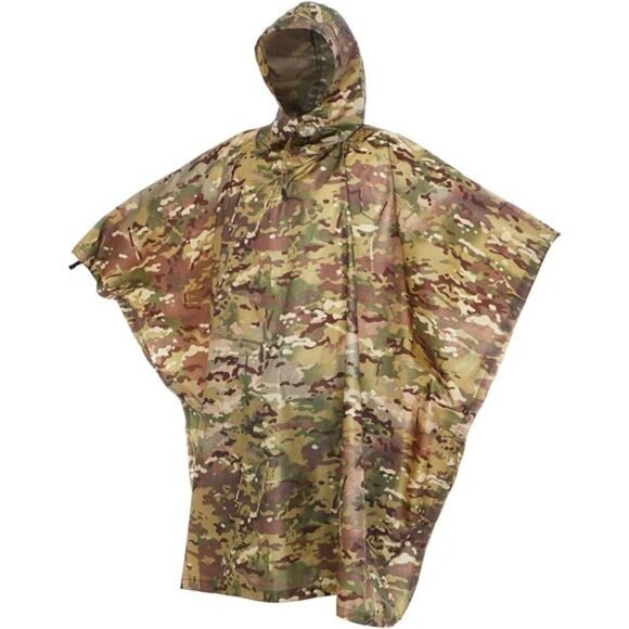 Camouflage Rain Poncho Waterproof Camo Raincoat Hunting Hiking Camping Fishing - Picture 1 of 6